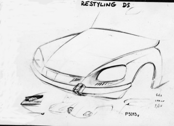1_Disegno di Robert Opron per il nuovo frontale DS rilevato dalla maquette scolpita da Flaminio Bertoni.jpg